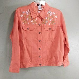 Blain Trump Orange Jeans Jacket With Embroidered Yoke M